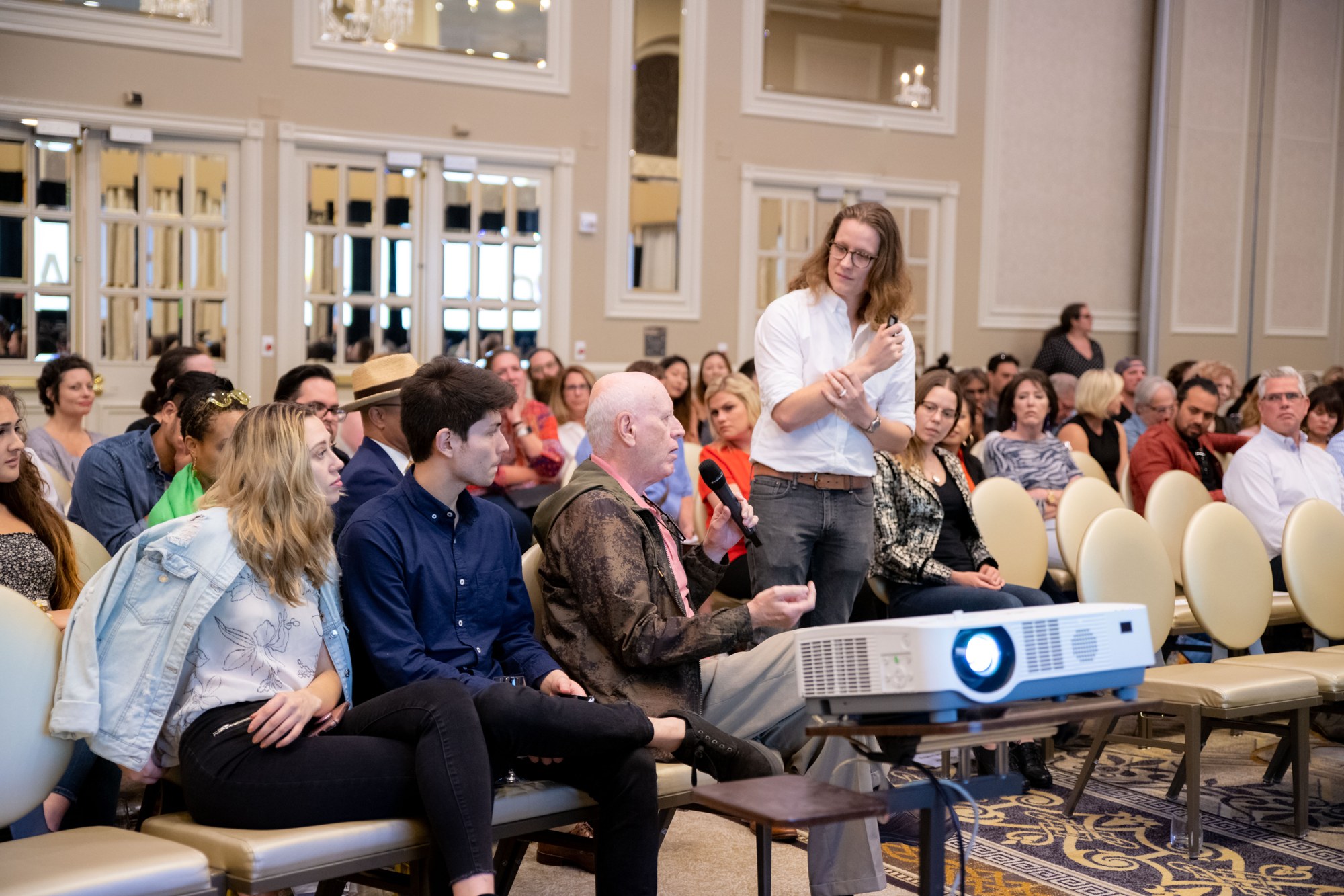 With the audience. Photograph: Nancy Farrar.
