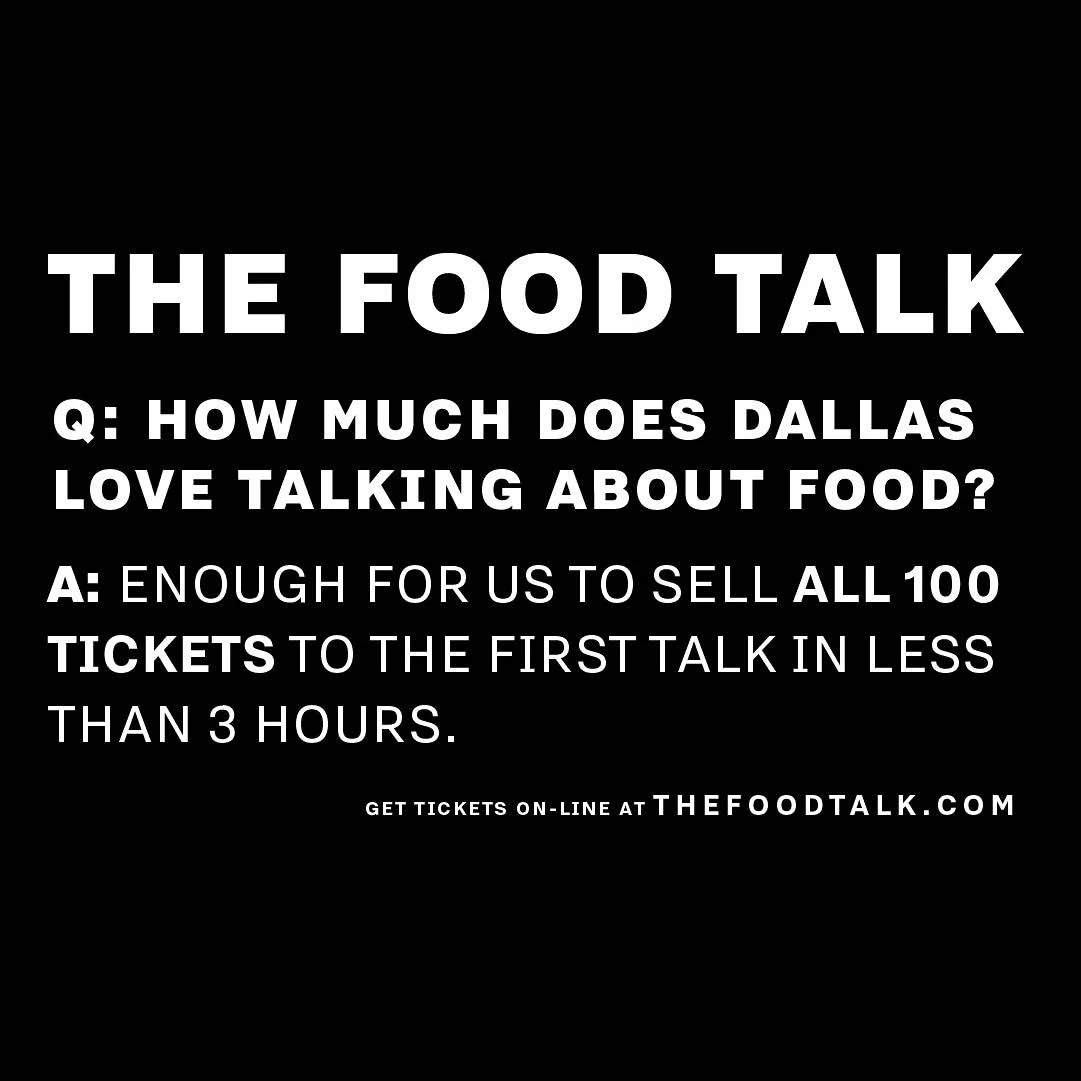 Original Food Talk announcement reporting that the first 100 tickets sold in less than three hours.