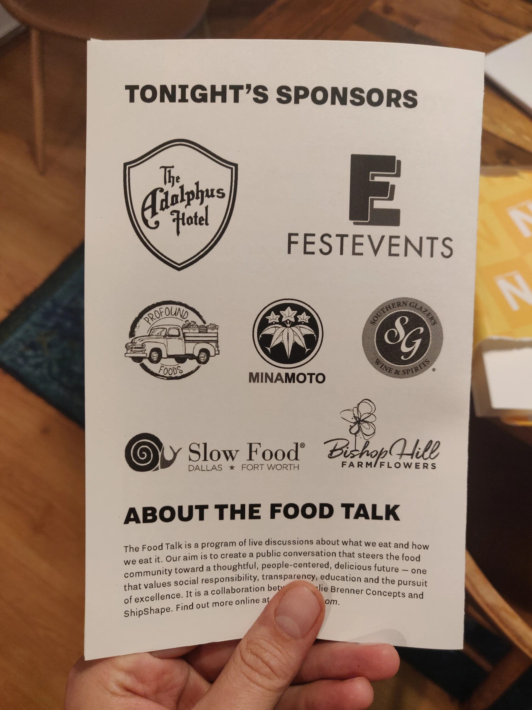 Original Food Talk printed program.