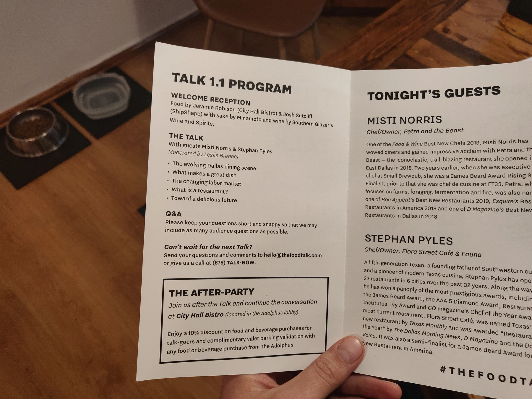 Open Food Talk program showing the schedule and guests.