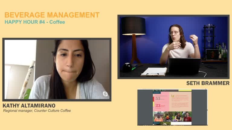 Happy Hour #4: Coffee, with Kathy Altamirano, then regional manager at Counter Culture Coffee. Recording frame, 20:00.
