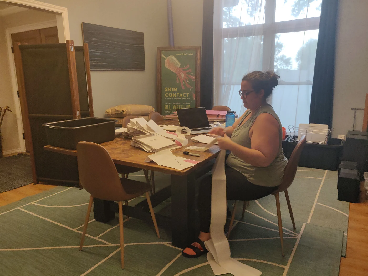 Preparing labels at the dining table · September 2020