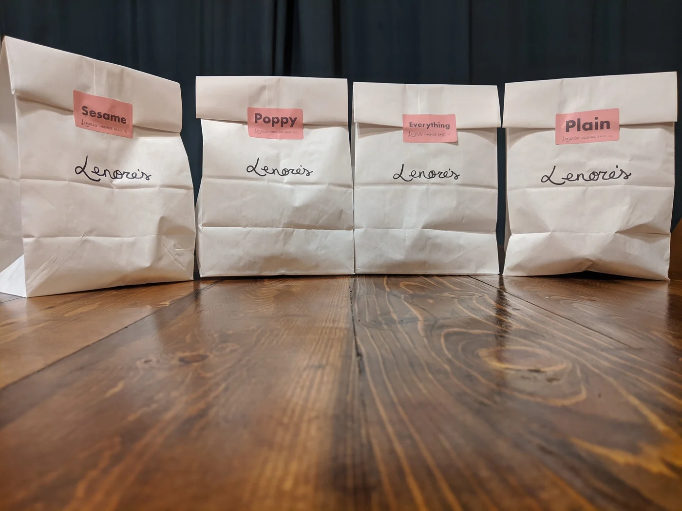 The handwritten name on the finished bags · September 2020
