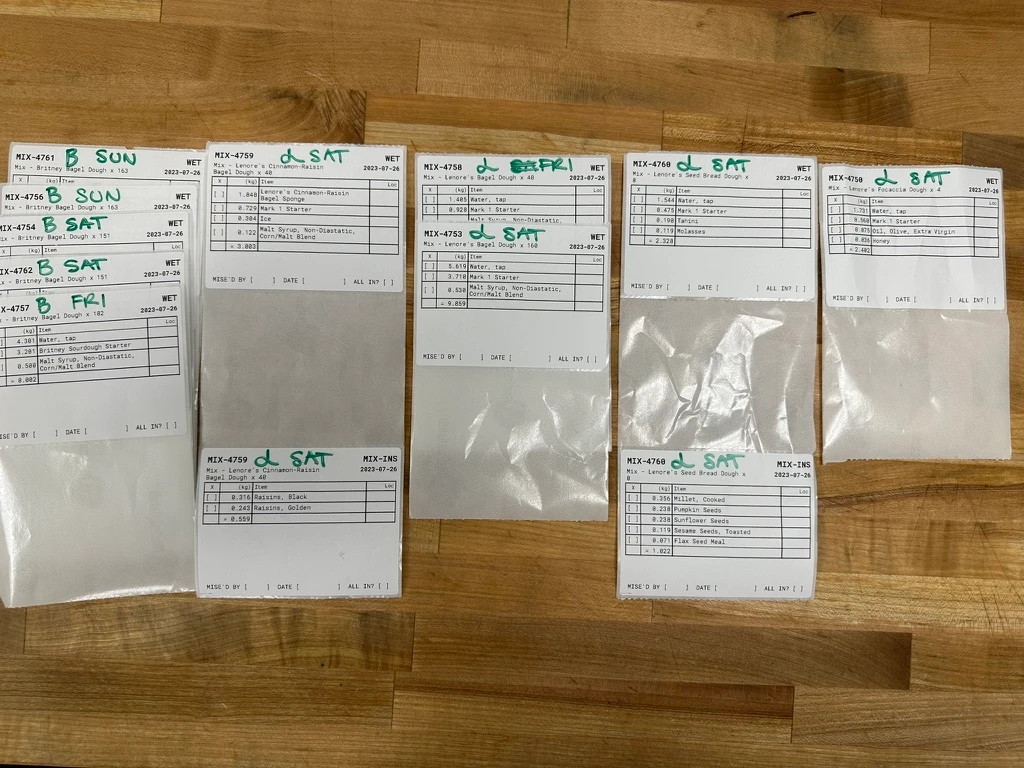Batch labels from the bakery production system I built in Airtable.