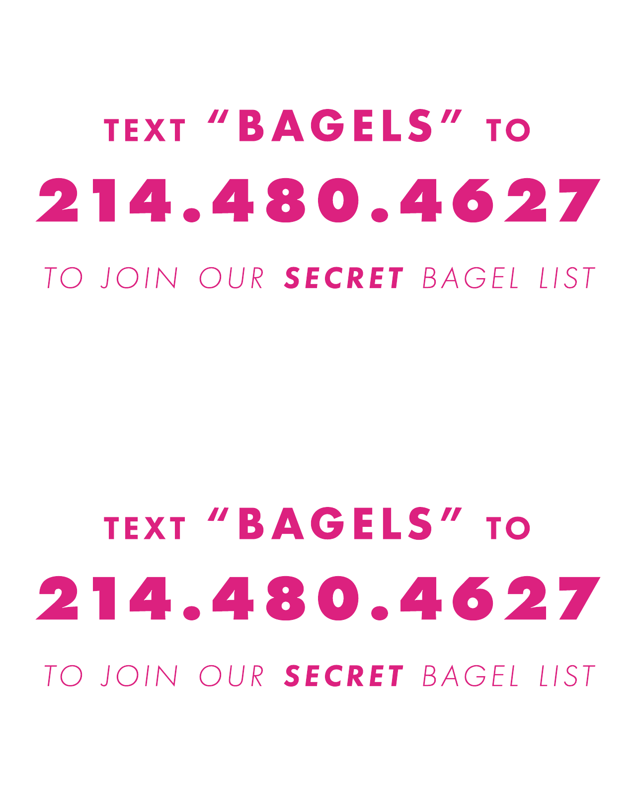 Bagel Club print layout