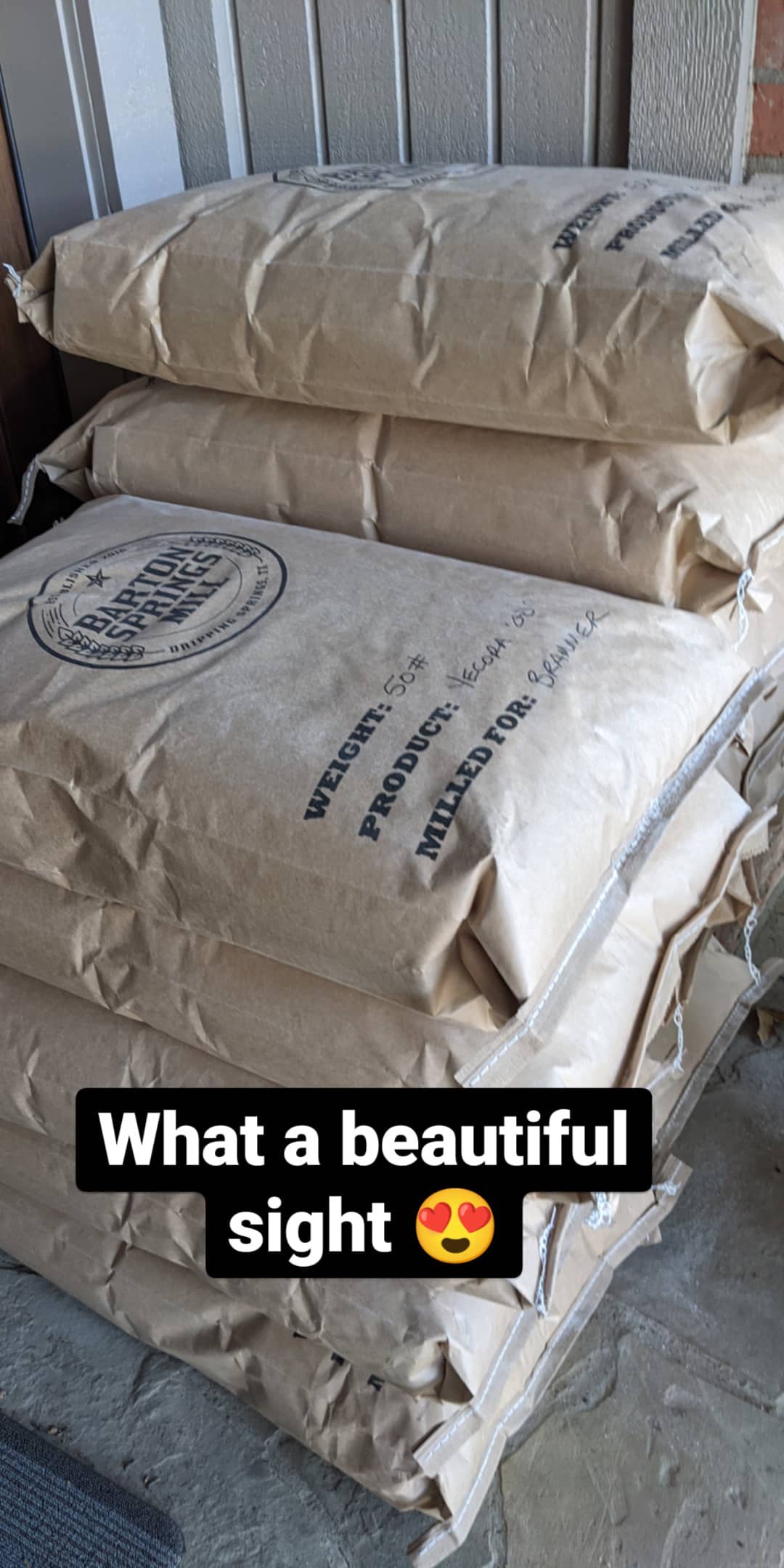 Barton Springs Mill flour sacks labeled milled for Brammer.