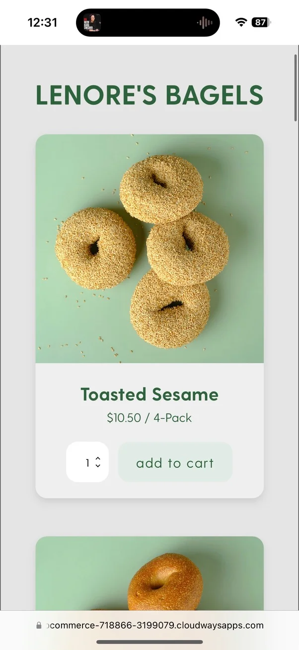 An original Lenore’s ordering-site screenshot.