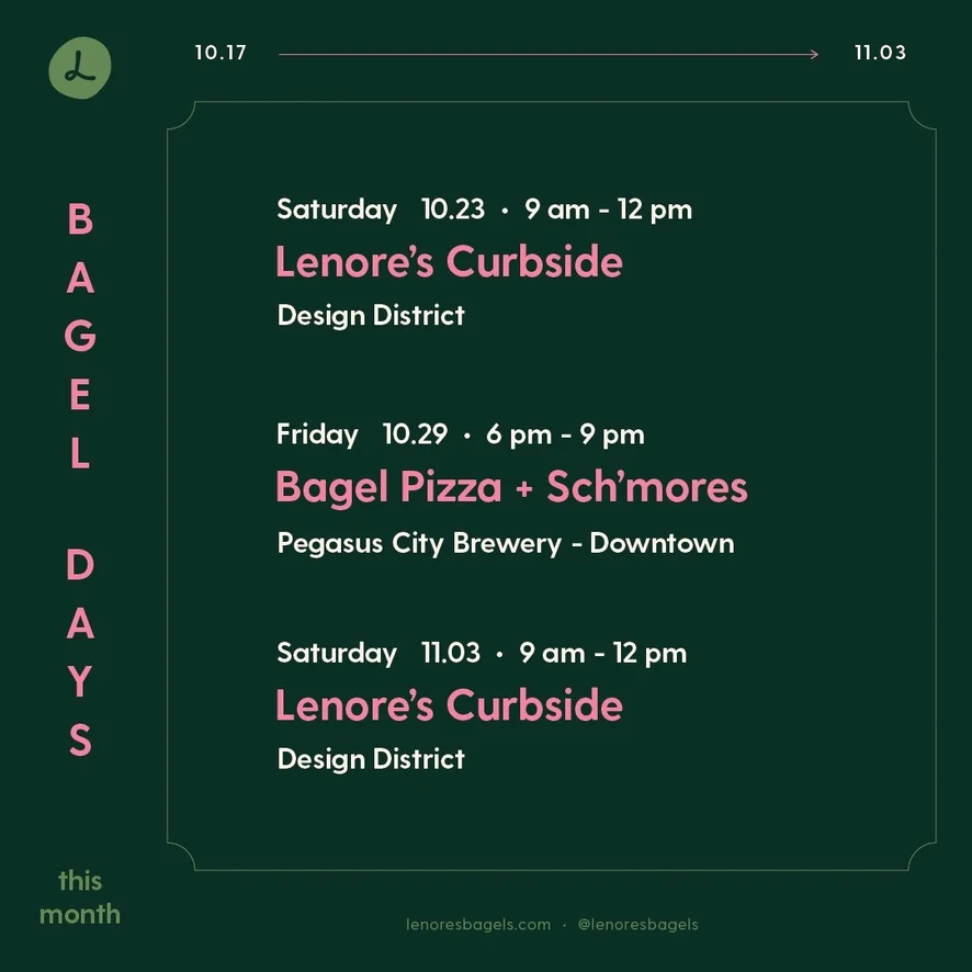 A changing schedule of curbside pickups and evening pop-ups. Graphic design: Wax on Paper.