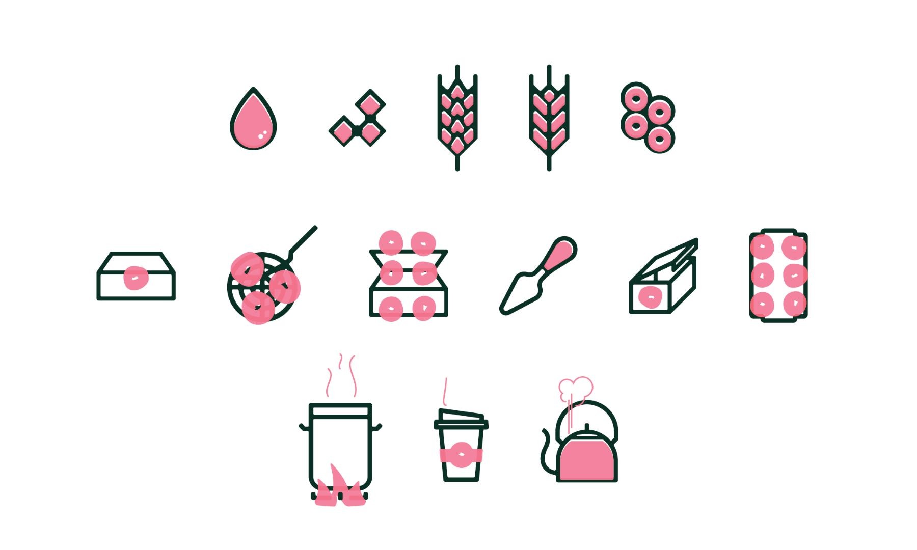 Ingredients, tools, and bagel icons. Design: Wax on Paper.