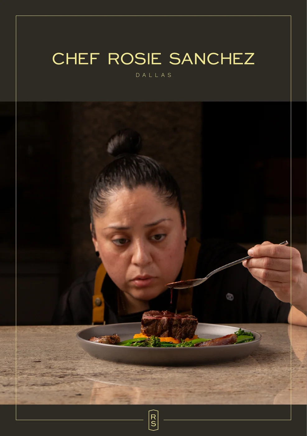 Booklet page 1: Cover: Chef Rosie Sanchez, Dallas