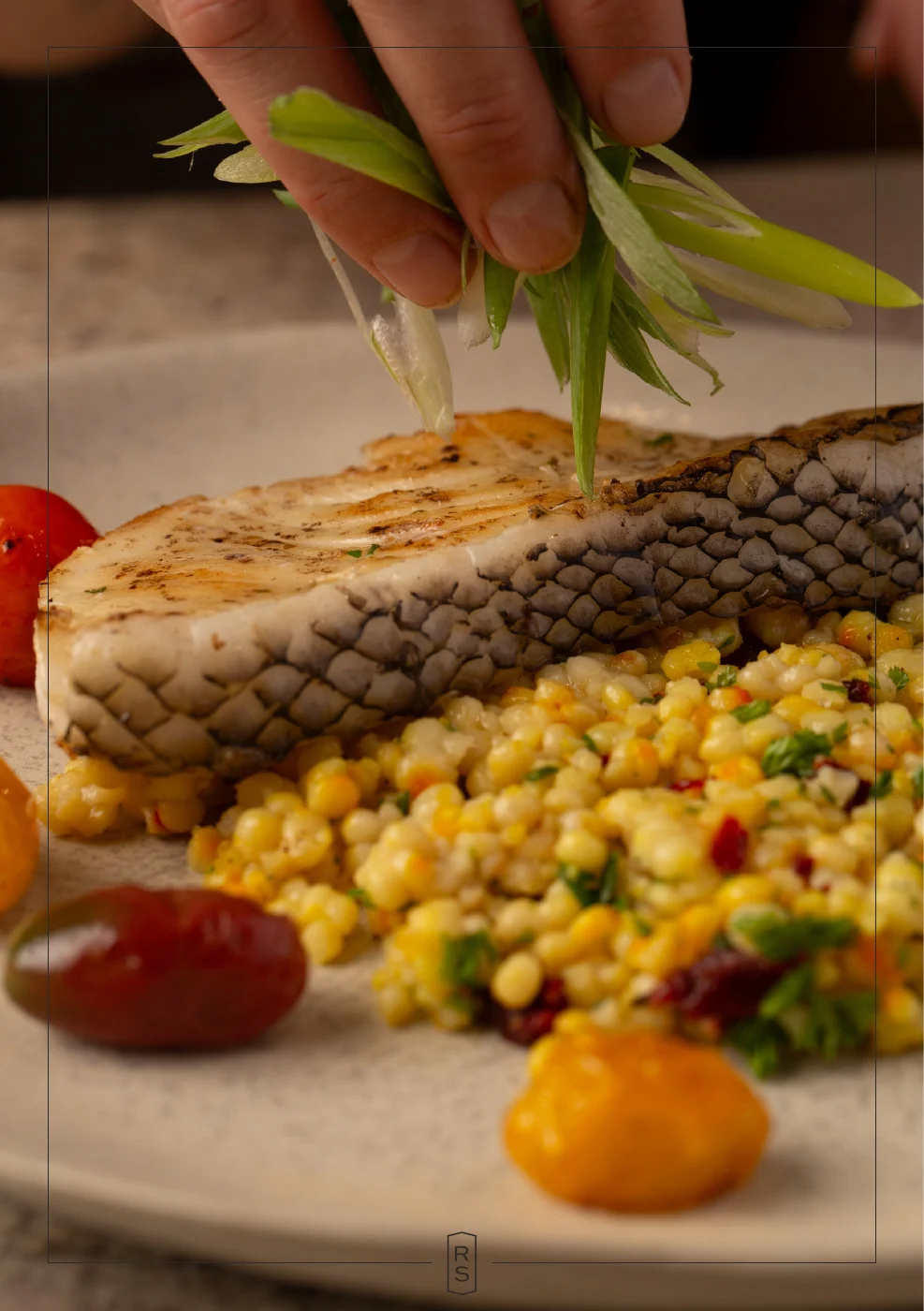Booklet page 6: Fresh herbs finishing a fish dish