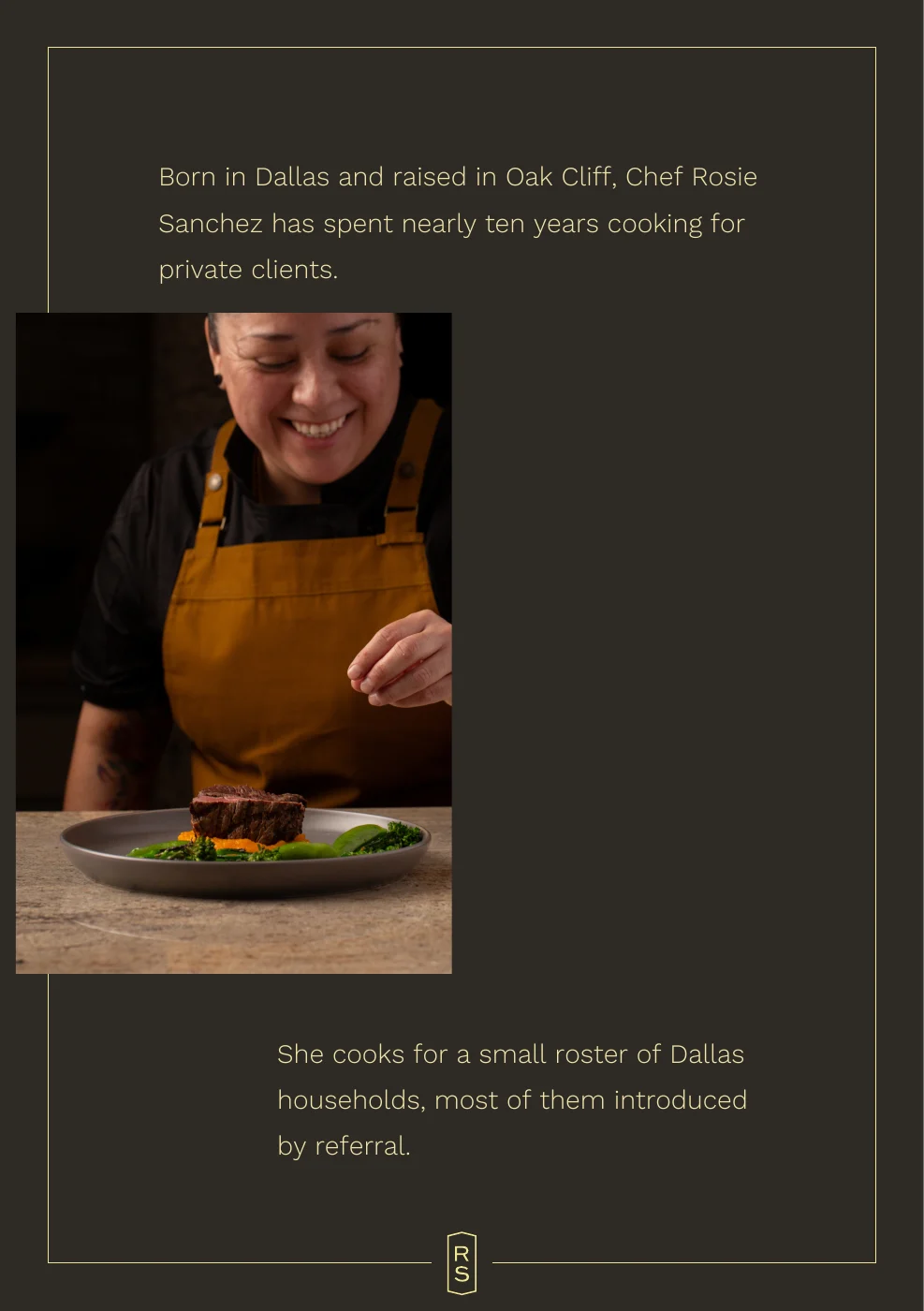 Booklet page 9: About Chef Rosie Sanchez