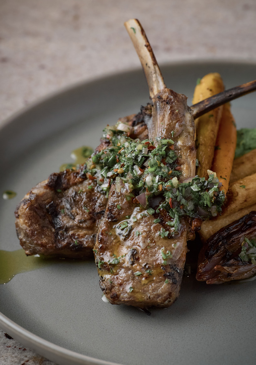 Lamb chops prepared by Chef Rosie Sanchez.