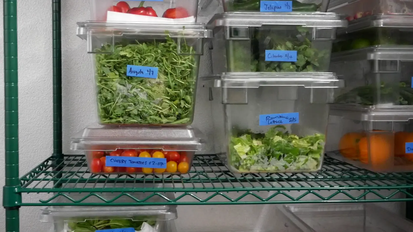 Organized ingredients in the Herald Cafe kitchen.