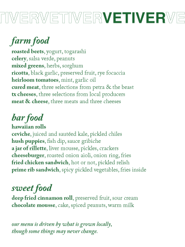 Vetiver menu study