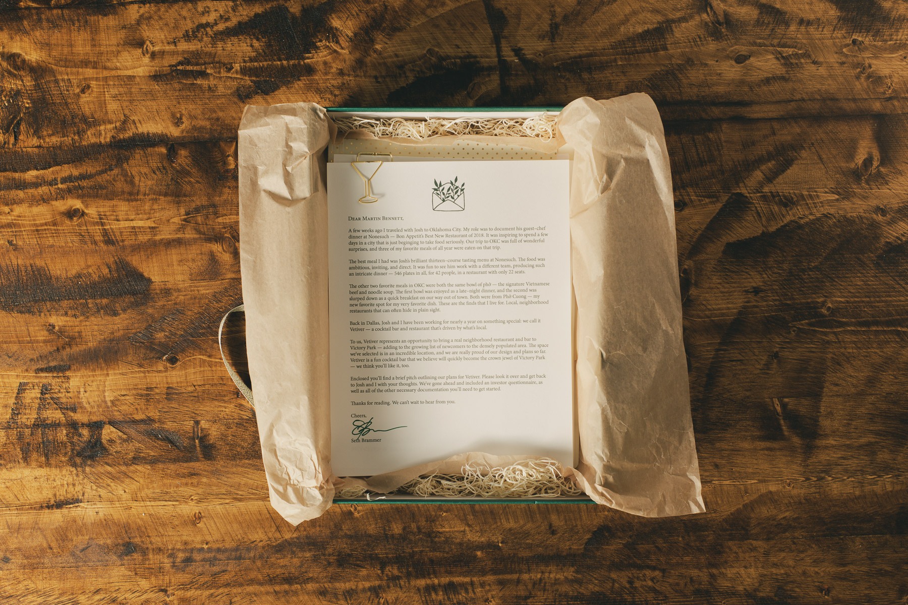 Letter accompanying the proposal